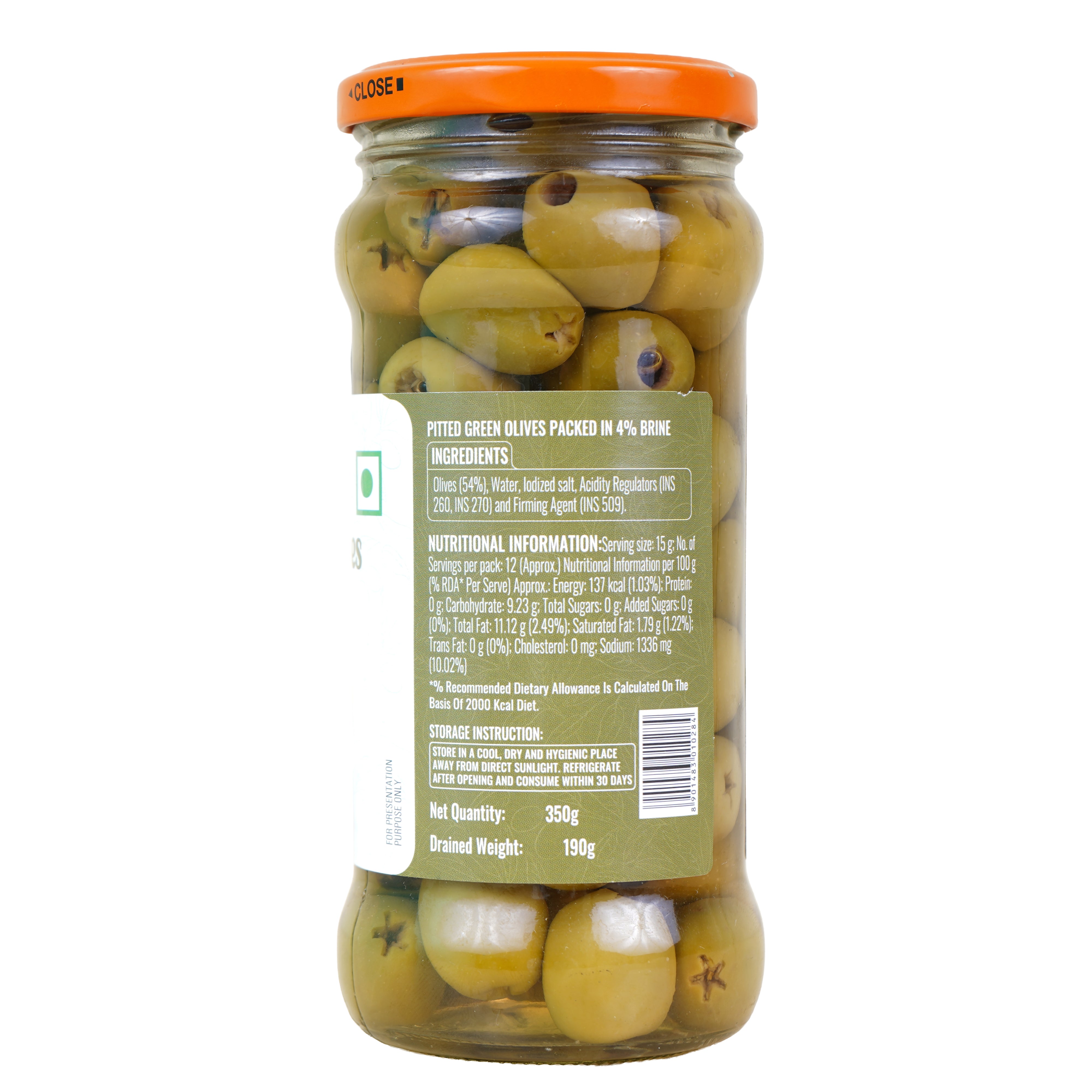 Green Olives -Pitted-Bottle