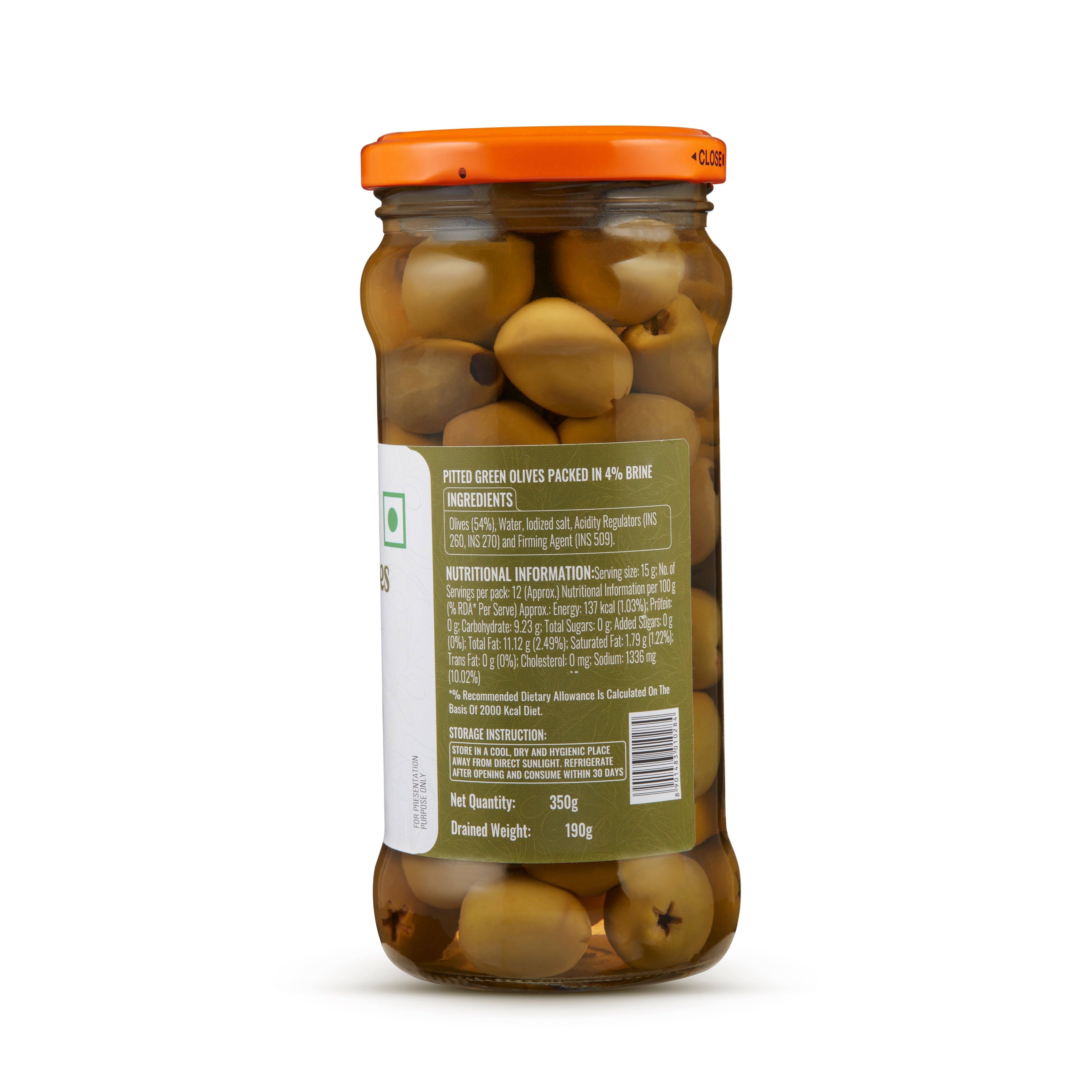 Green Olives -Pitted-Bottle